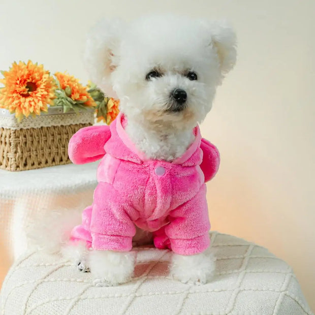 Pet Clothes Plush 4-legged Pig Coat for Small to Medium Dogs