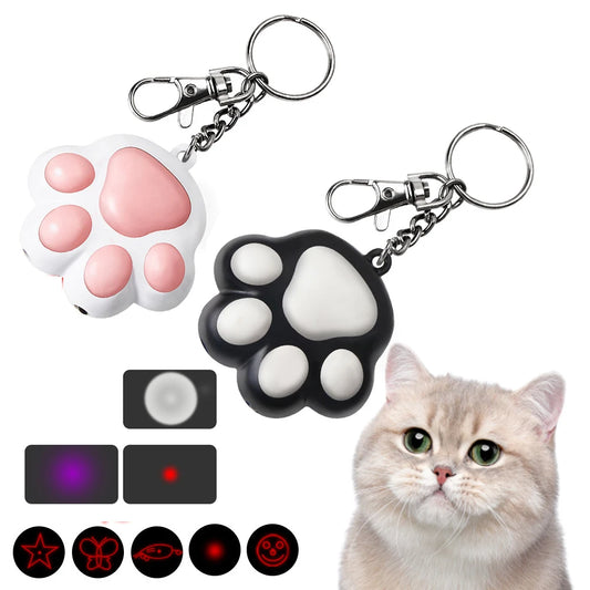 1pc Pet Cats Infrared Teaser Toys Key Chain Lighting Multifunctional Rechargeable Various Patterns Iq Training Toy Usb Charge
