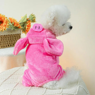 Pet Clothes Plush 4-legged Pig Coat for Small to Medium 