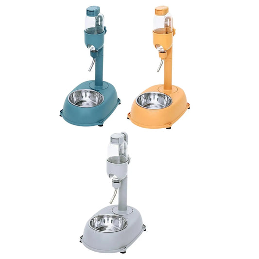2 in 1 Pet Feeder and Waterer Water Bottle Drinking Fountain Pet Bowl Cat Dog Pet Feeding Automatic Water Drinker Food Container